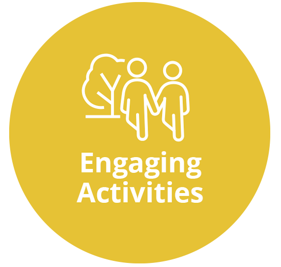 Engaging Activity icon with people walking outdoors